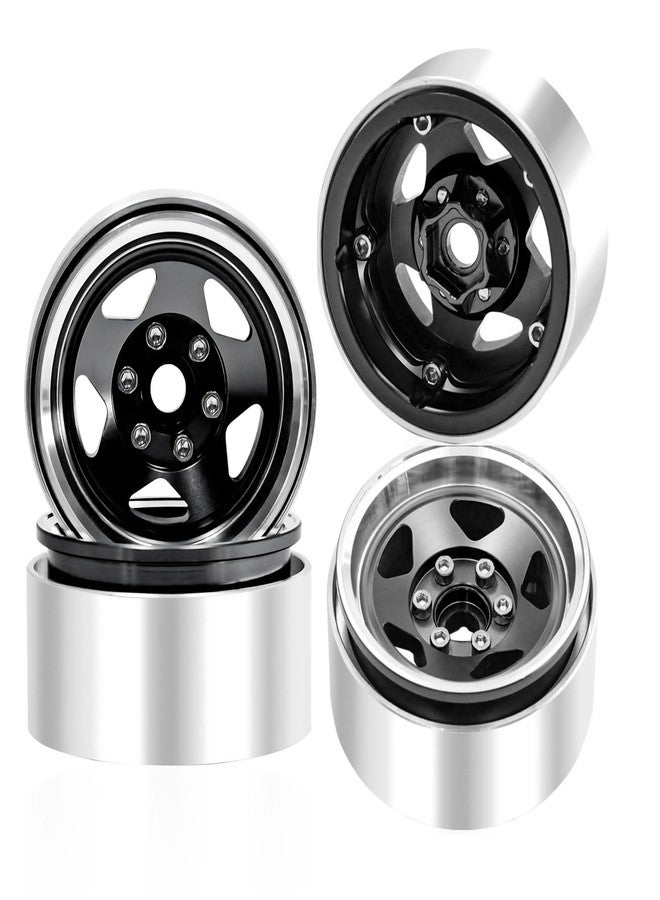 Gueiddi 1.9 beadlock Wheels, 4 pcs Aluminum RC Rim Set Wheel Hub for 1/10 RC Crawler Traxxas TRX4 SCX10 90046 SCX10 III AXI03007 TRX4 D90 (Five Models-Black) - Image 1